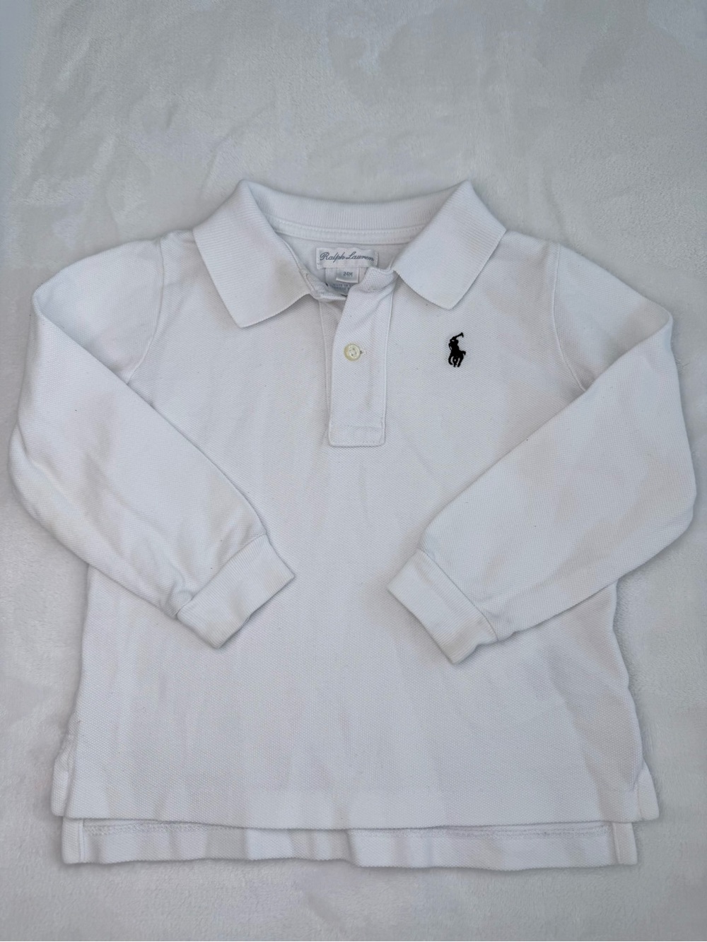 Toddler Ralph Lauren Long-Sleeve White Polo Shirt